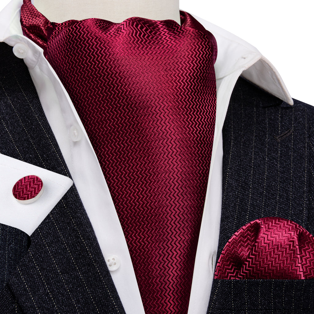 Dark Red Striped Ascot Set - GentCrest - View 3