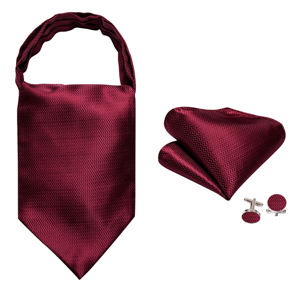 Dark Red Striped Ascot Set - GentCrest - View 6