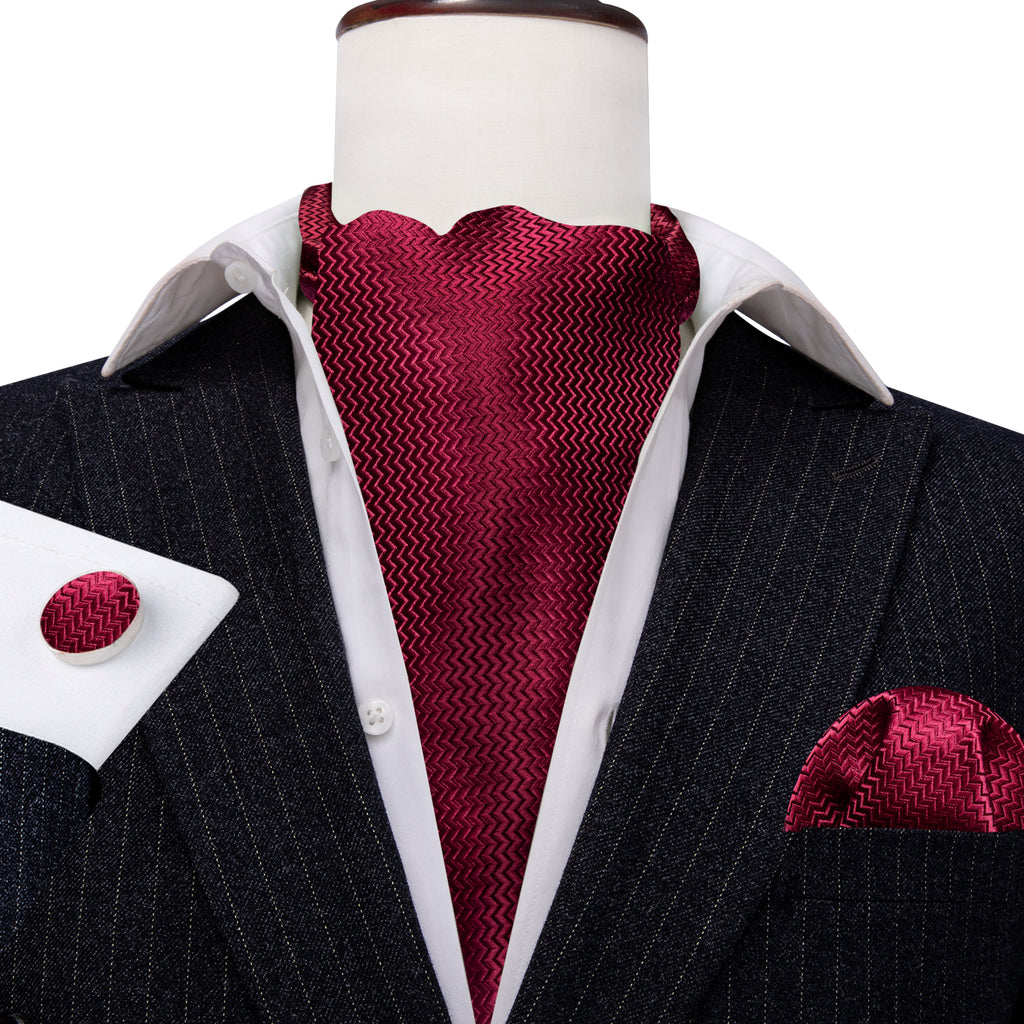 Dark Red Striped Ascot Set - GentCrest - View 4