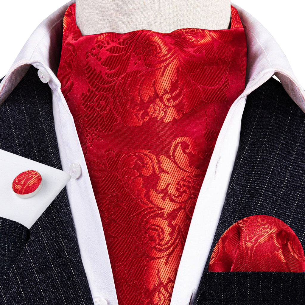 Red Floral Ascot Set - GentCrest - View 2