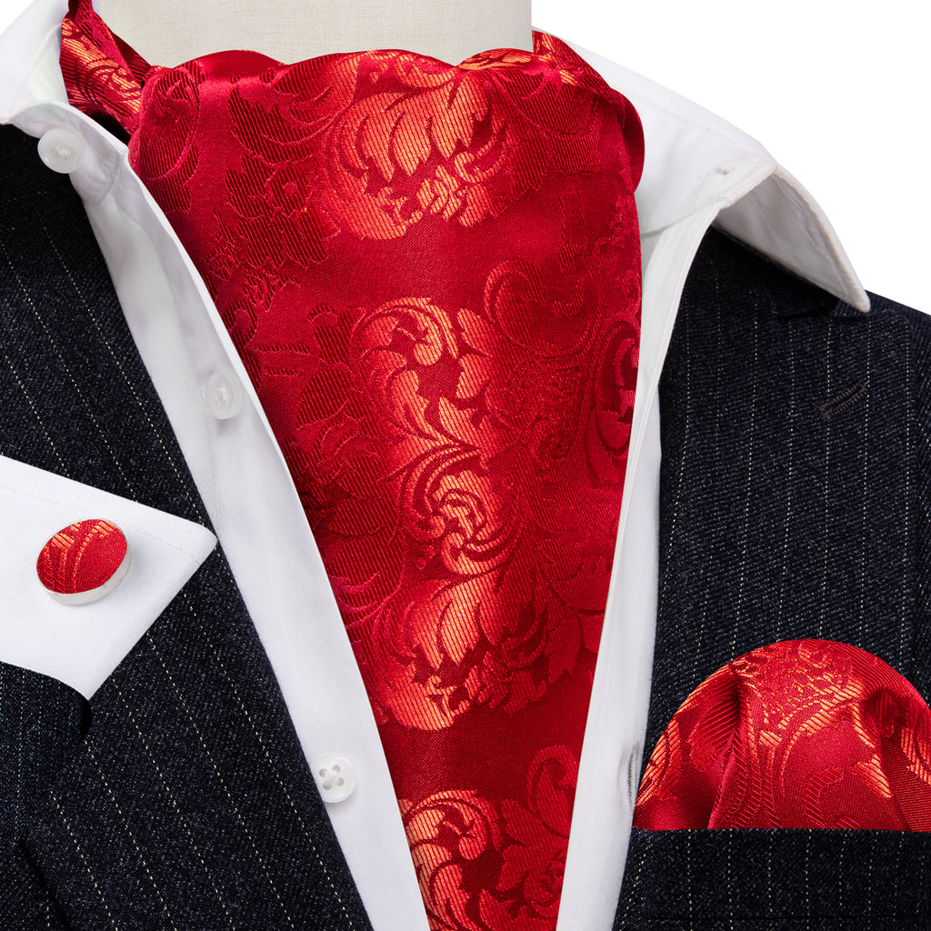 Red Floral Ascot Set - GentCrest - View 3