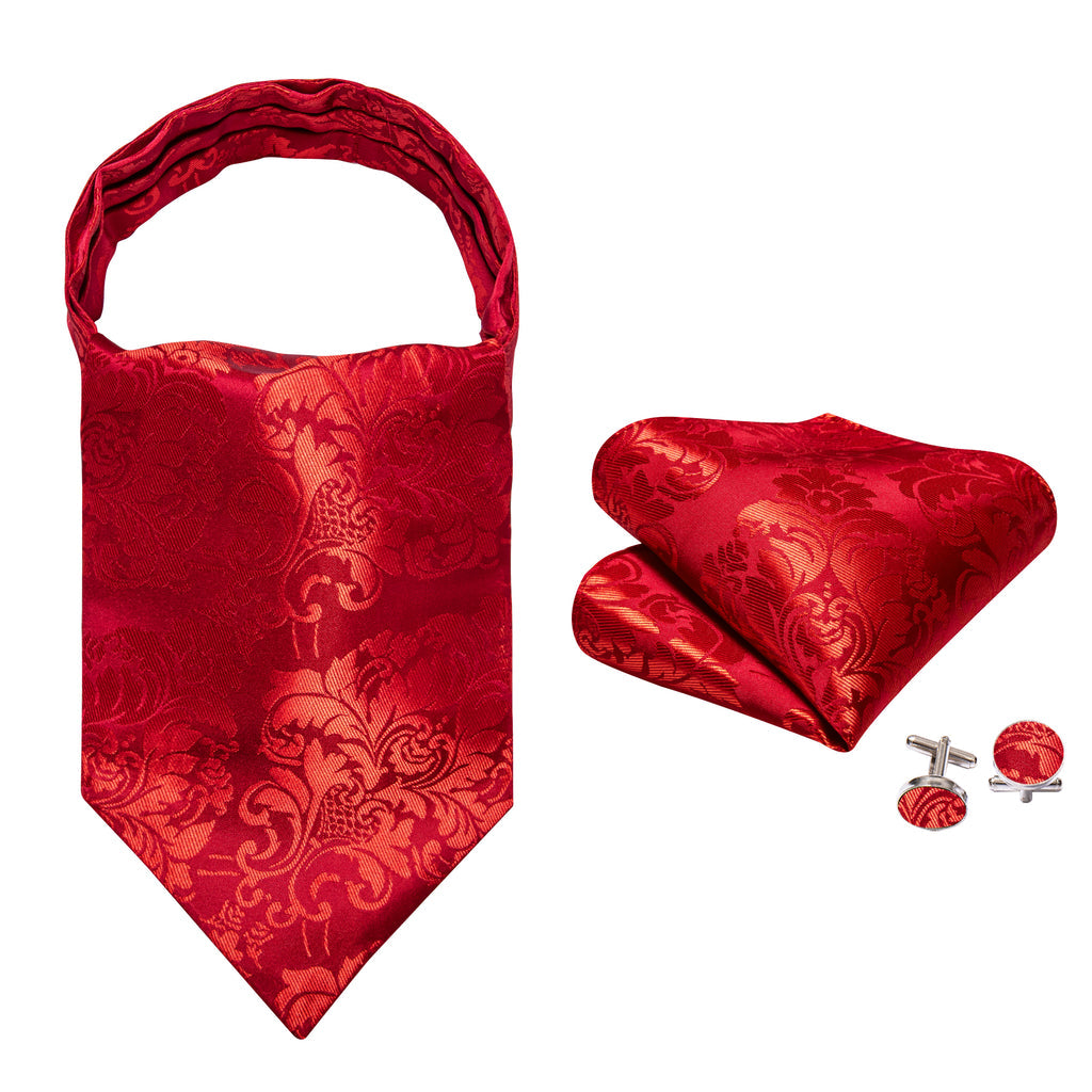 Red Floral Ascot Set - GentCrest - View 6