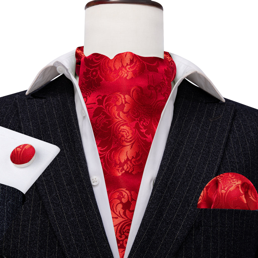 Red Floral Ascot Set - GentCrest - View 4