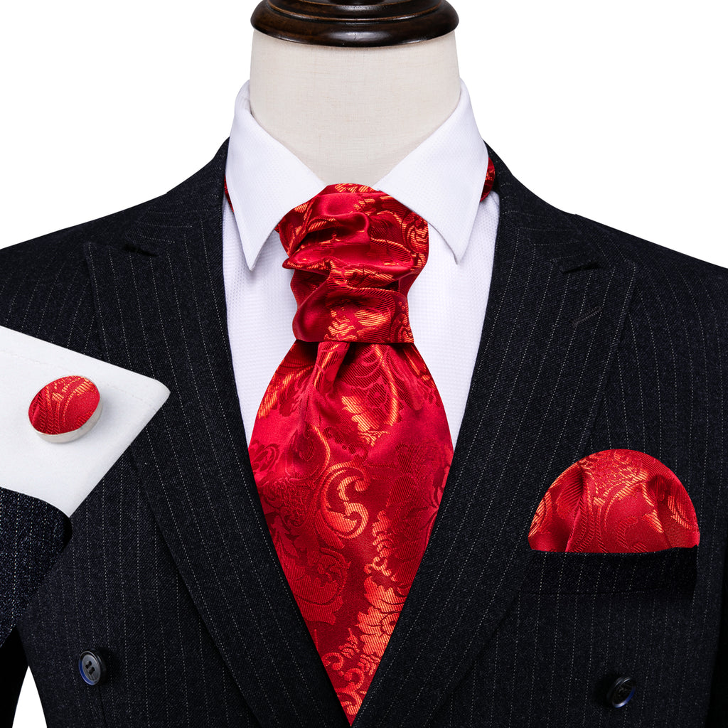 Red Floral Ascot Set - GentCrest - View 5