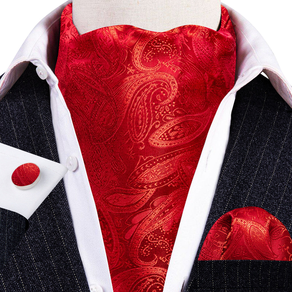 Red Paisley Ascot Set - GentCrest - View 2