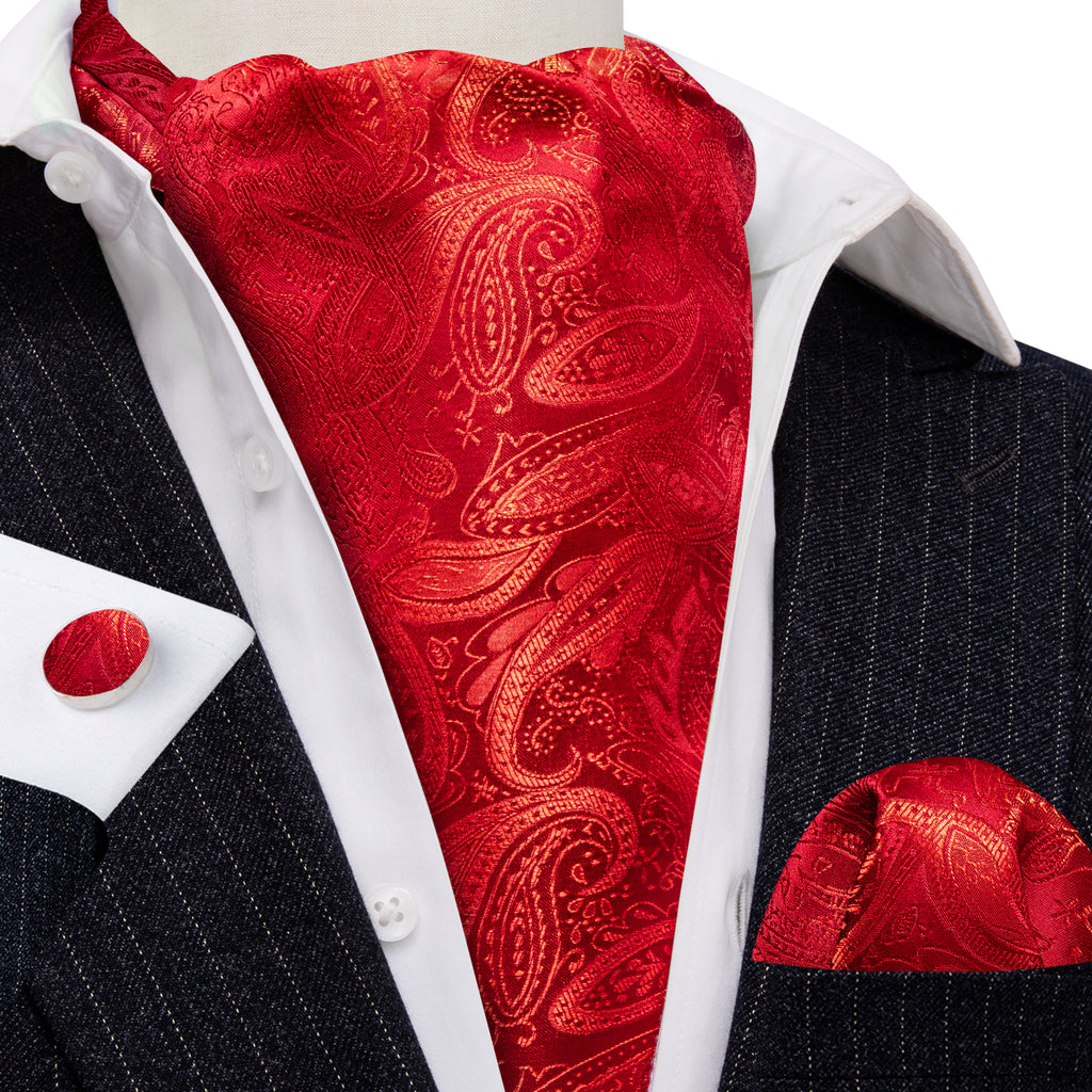 Red Paisley Ascot Set - GentCrest - View 3