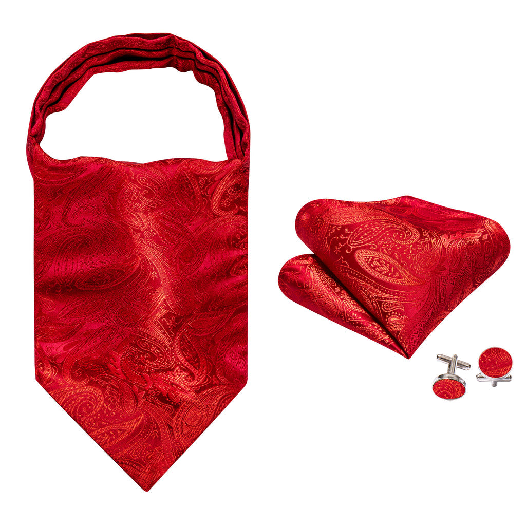 Red Paisley Ascot Set - GentCrest - View 6