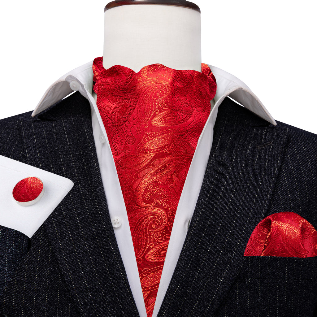 Red Paisley Ascot Set - GentCrest - View 4