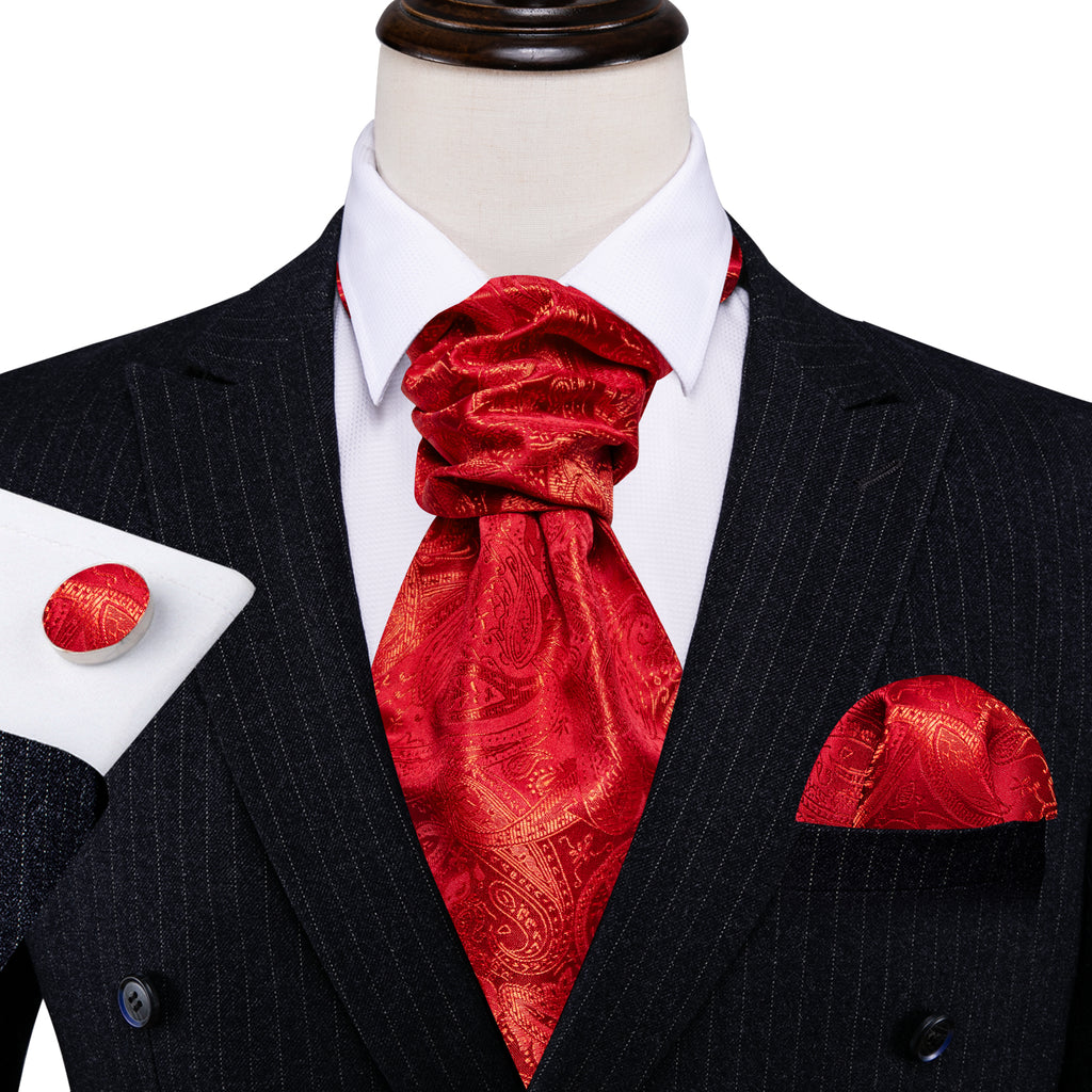 Red Paisley Ascot Set - GentCrest - View 5