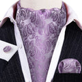Purple White Paisley Ascot Set - GentCrest