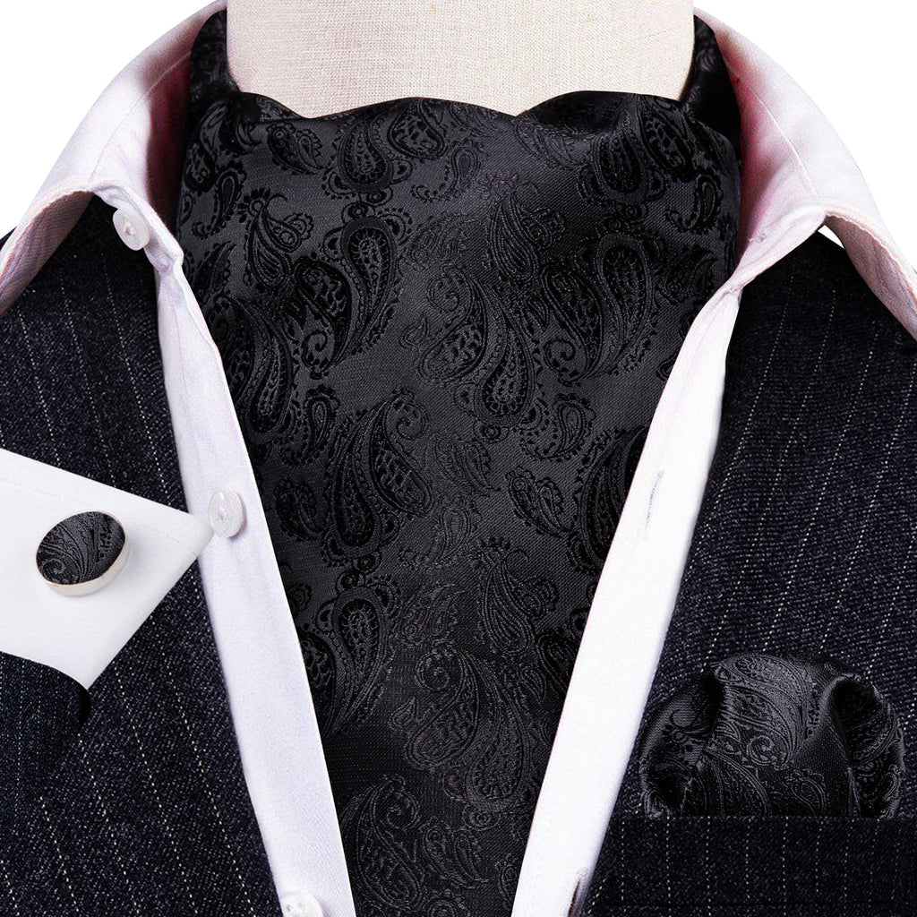 Black Paisley Ascot Set - GentCrest