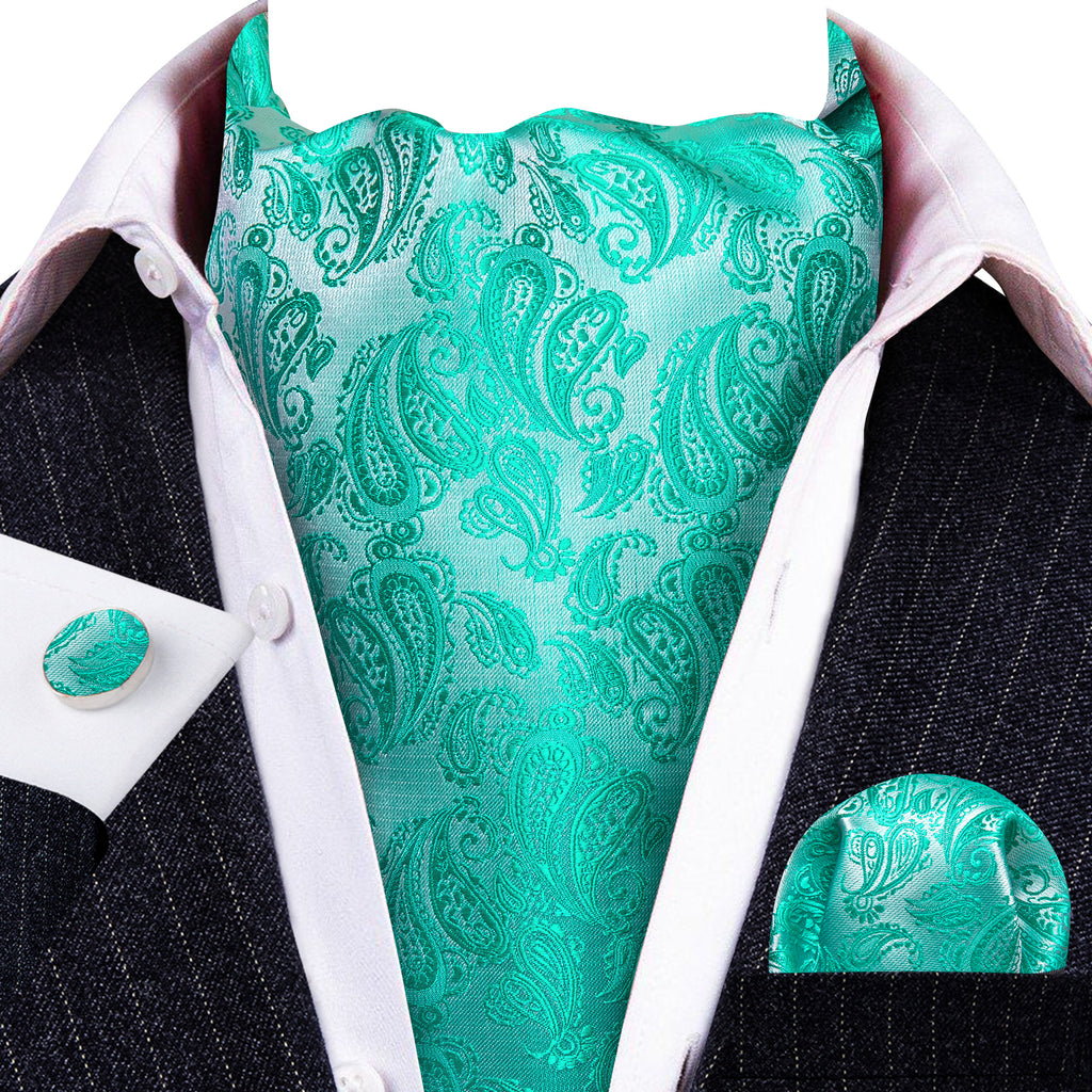 Teal Paisley Ascot Set - GentCrest - View 4