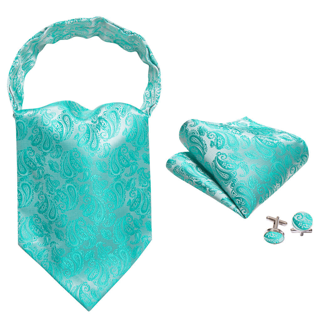 Teal Paisley Ascot Set - GentCrest - View 5