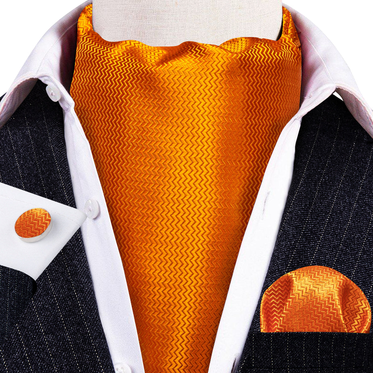 Orange Solid Ascot Set - GentCrest