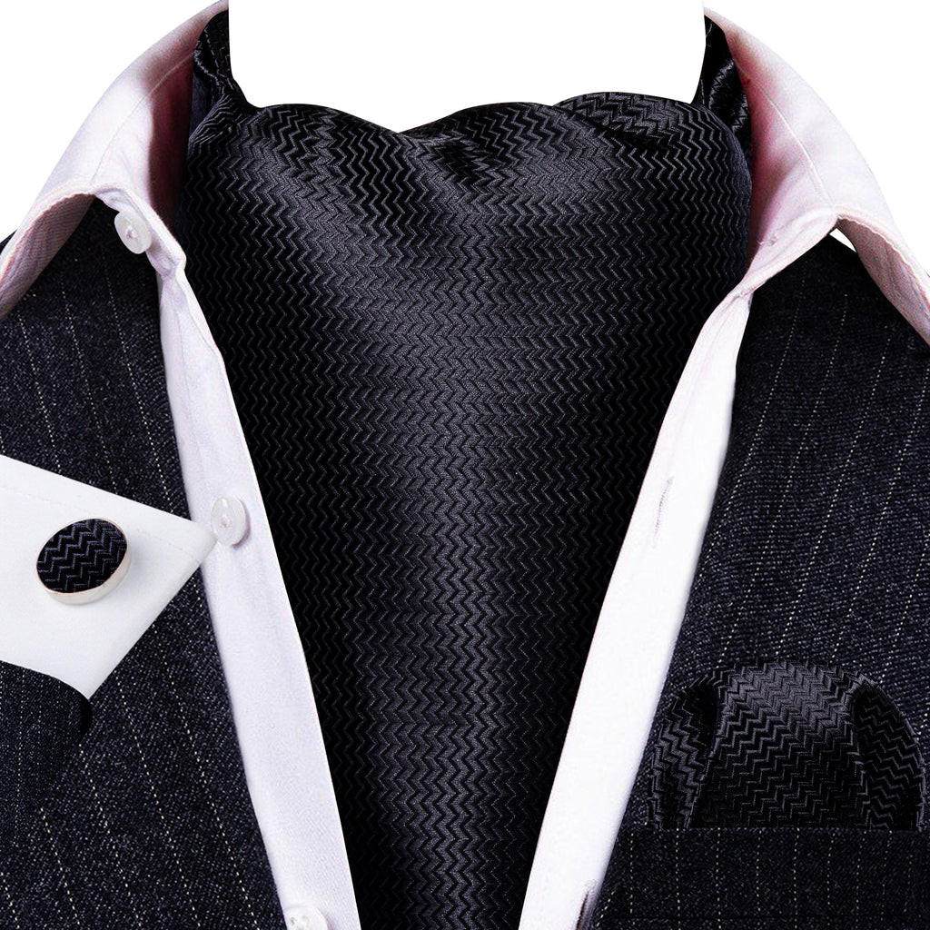 Black Solid Ascot Set - GentCrest - View 2