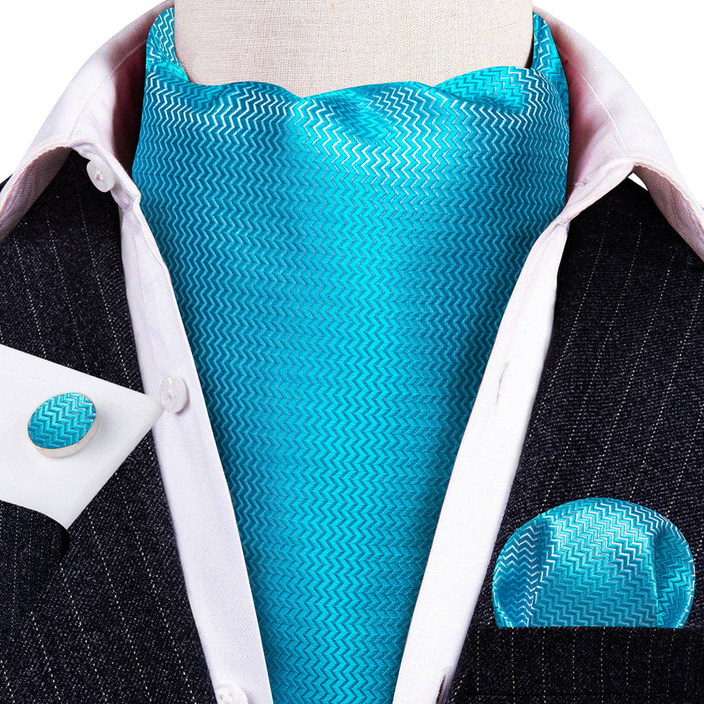Sky Blue Solid Ascot Set - GentCrest