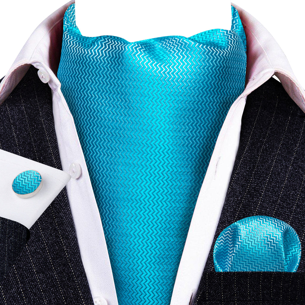 Sky Blue Solid Ascot Set - GentCrest - View 2