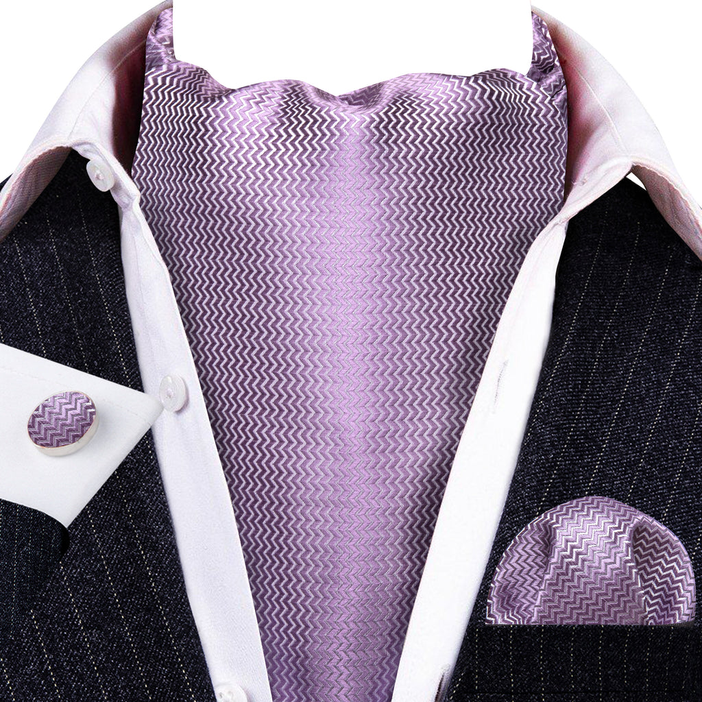 Mist Violet Solid Ascot Set - GentCrest - View 2