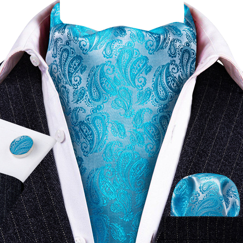 Pale Blue Solid Ascot Set - GentCrest - View 2