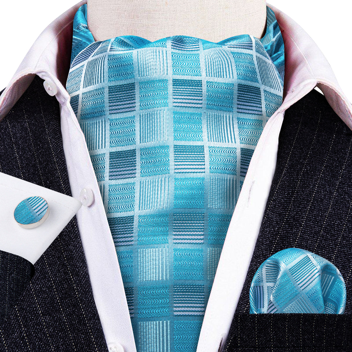 Blue Plaid Ascot Set - GentCrest