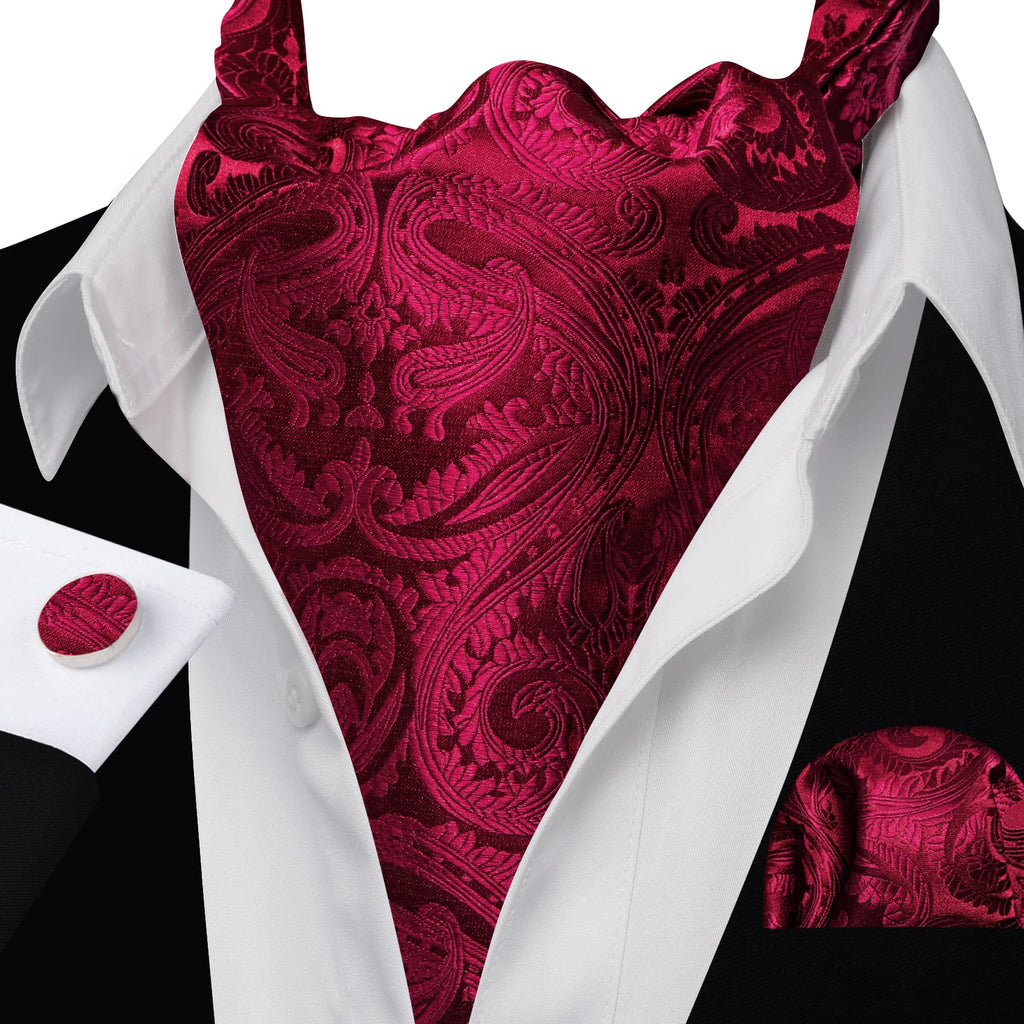 Red Paisley Ascot Set - GentCrest - View 2
