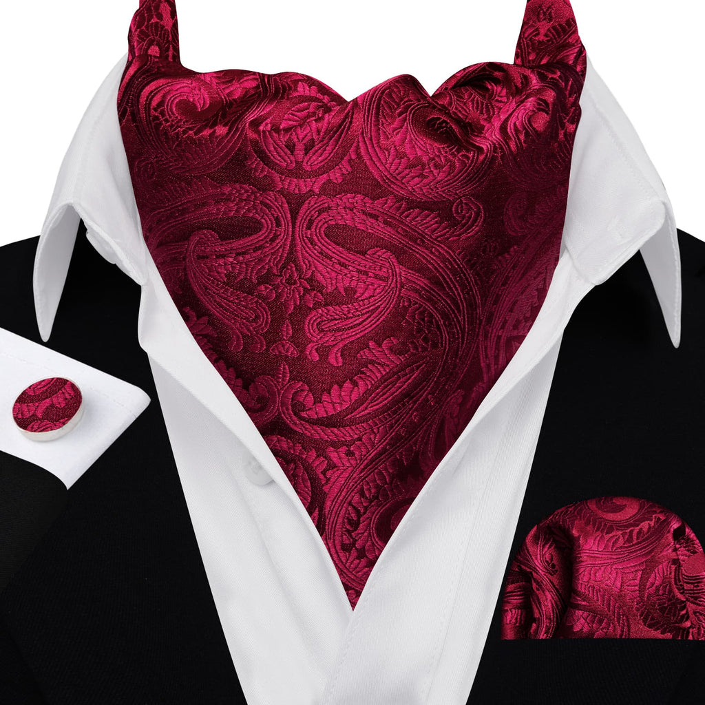 Red Paisley Ascot Set - GentCrest - View 3