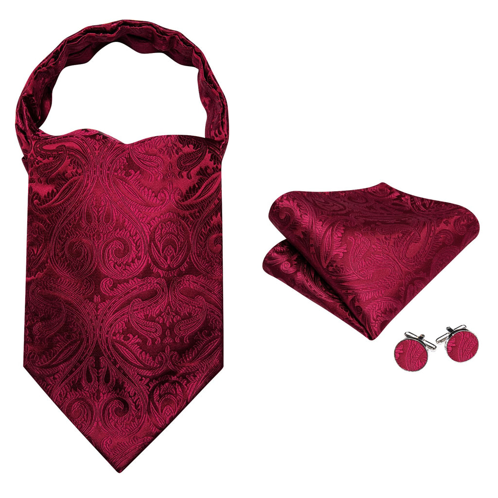 Red Paisley Ascot Set - GentCrest - View 4