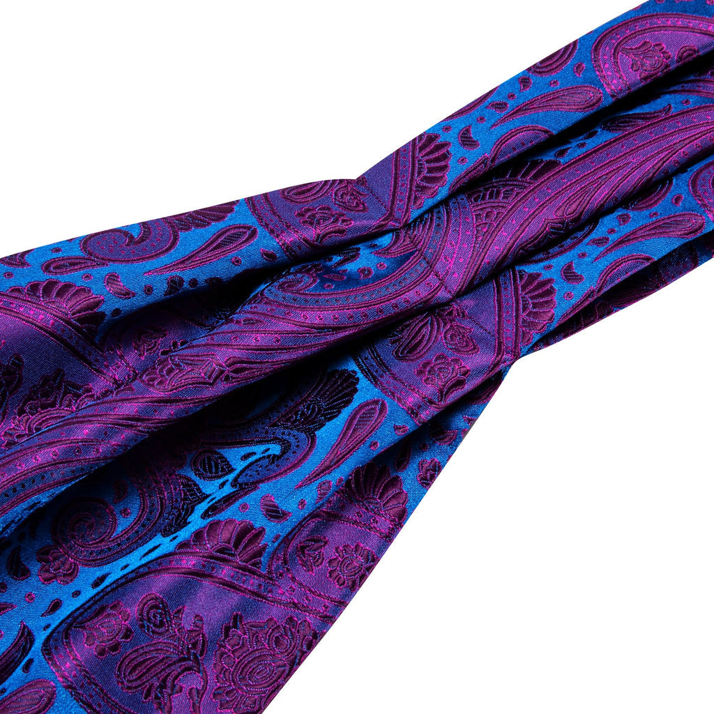 Purple Blue Paisley Ascot Set - GentCrest - View 5