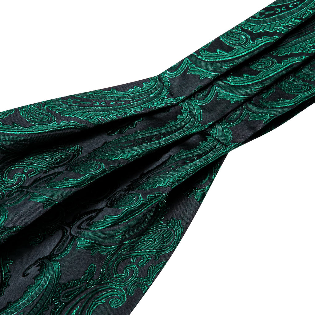 Dark Green Paisley Ascot Set - GentCrest - View 5