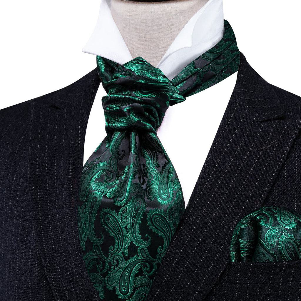 Dark Green Paisley Ascot Set - GentCrest