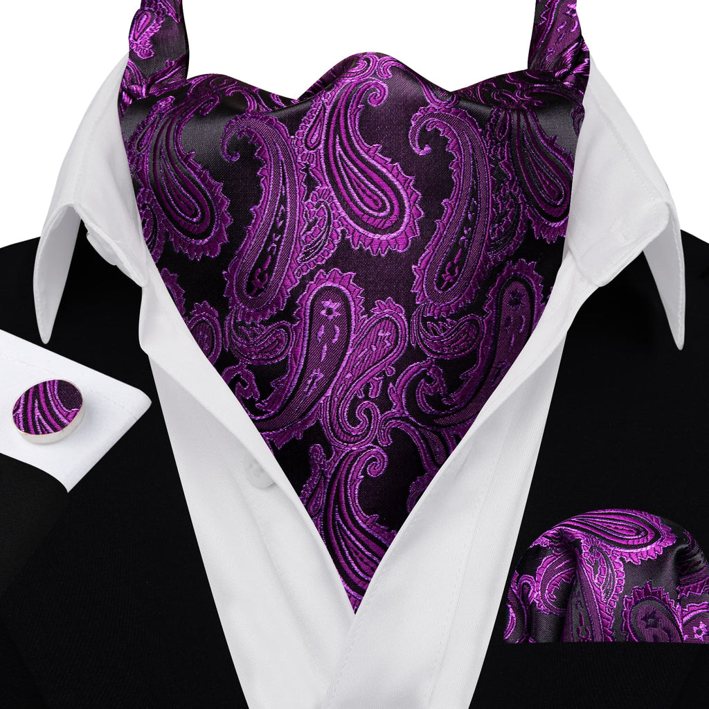 Purple Paisley Ascot Set - GentCrest - View 3