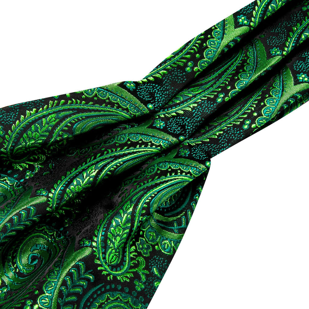 Dark Green Paisley Ascot Set - GentCrest - View 5