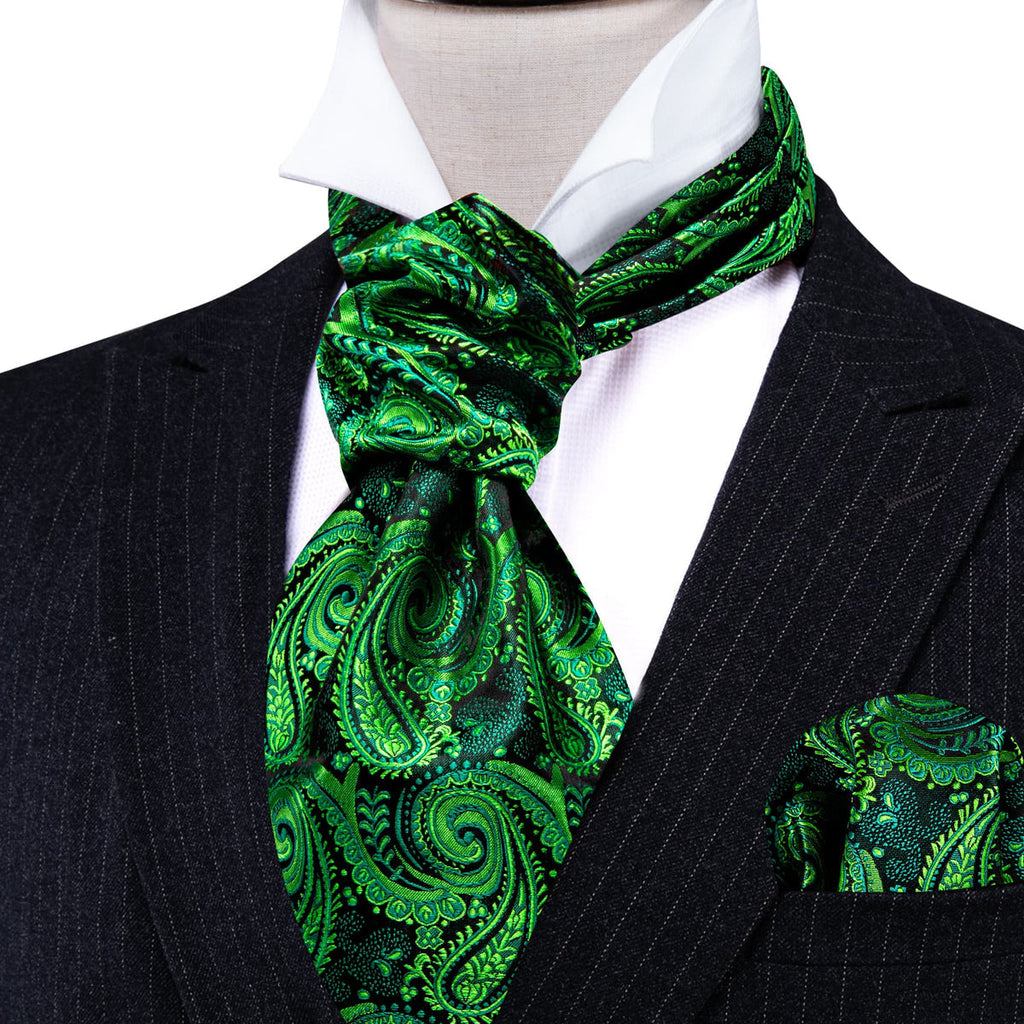 Dark Green Paisley Ascot Set - GentCrest