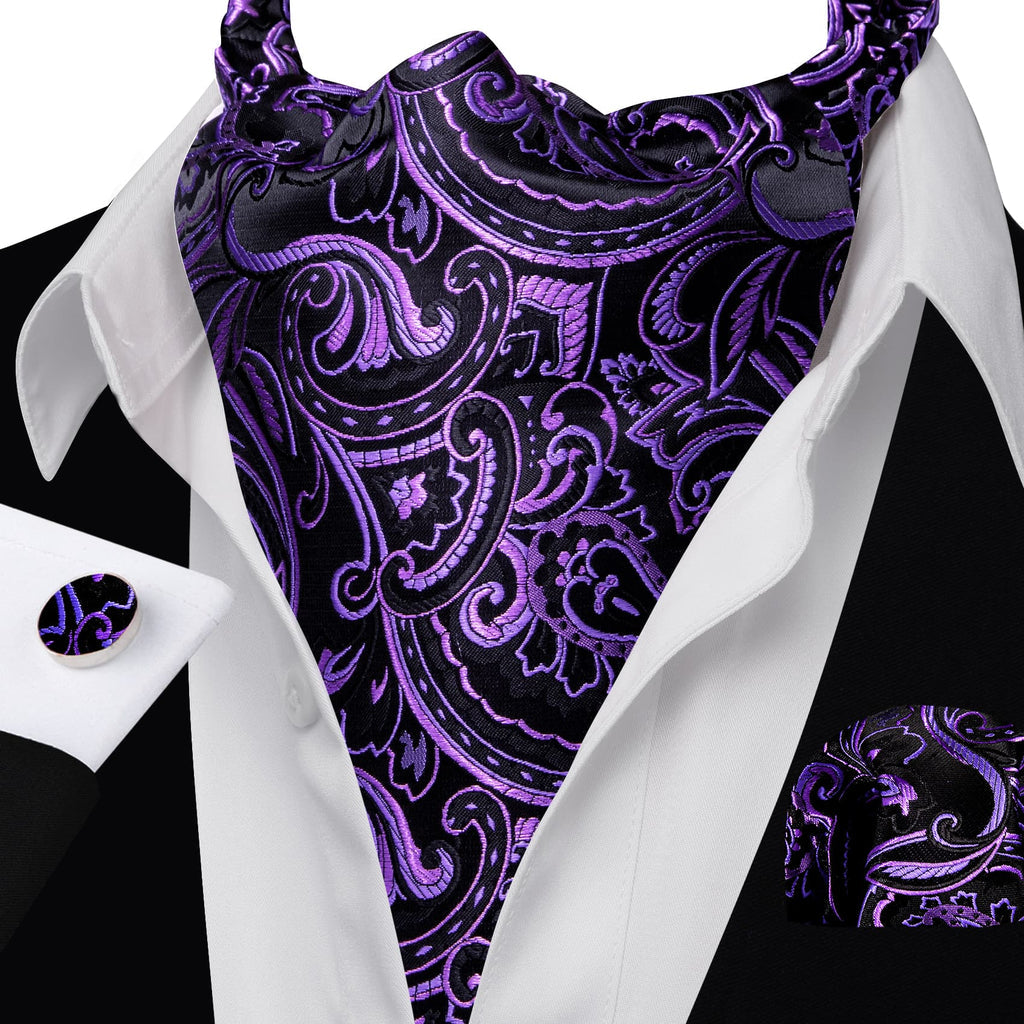 Black Purple Ascot Set - GentCrest - View 2