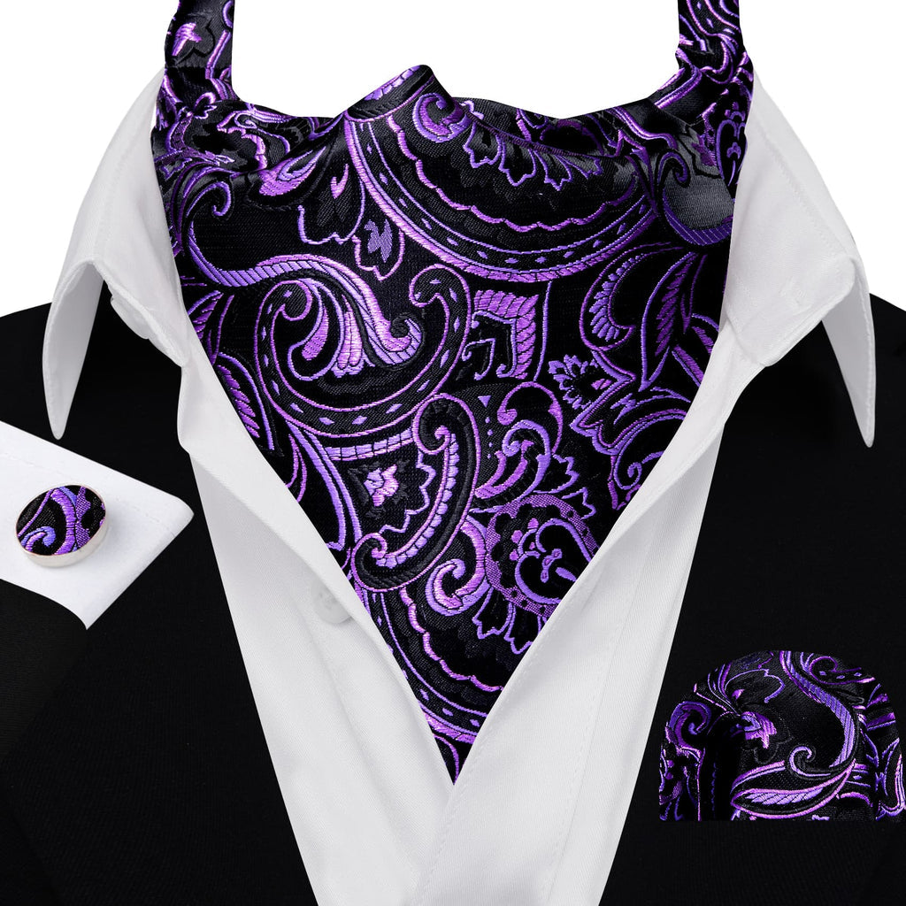 Black Purple Ascot Set - GentCrest - View 3