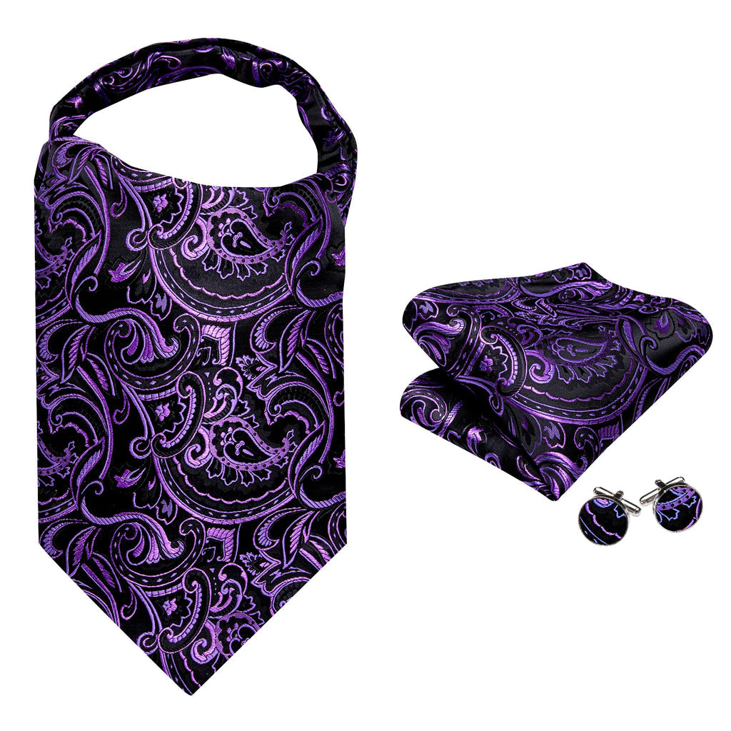 Black Purple Ascot Set - GentCrest - View 4