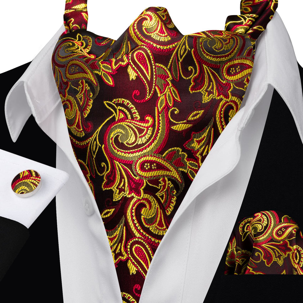 Red and Yellow Jacquard Ascot Set - GentCrest - View 4