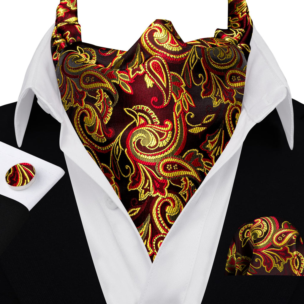 Red and Yellow Jacquard Ascot Set - GentCrest