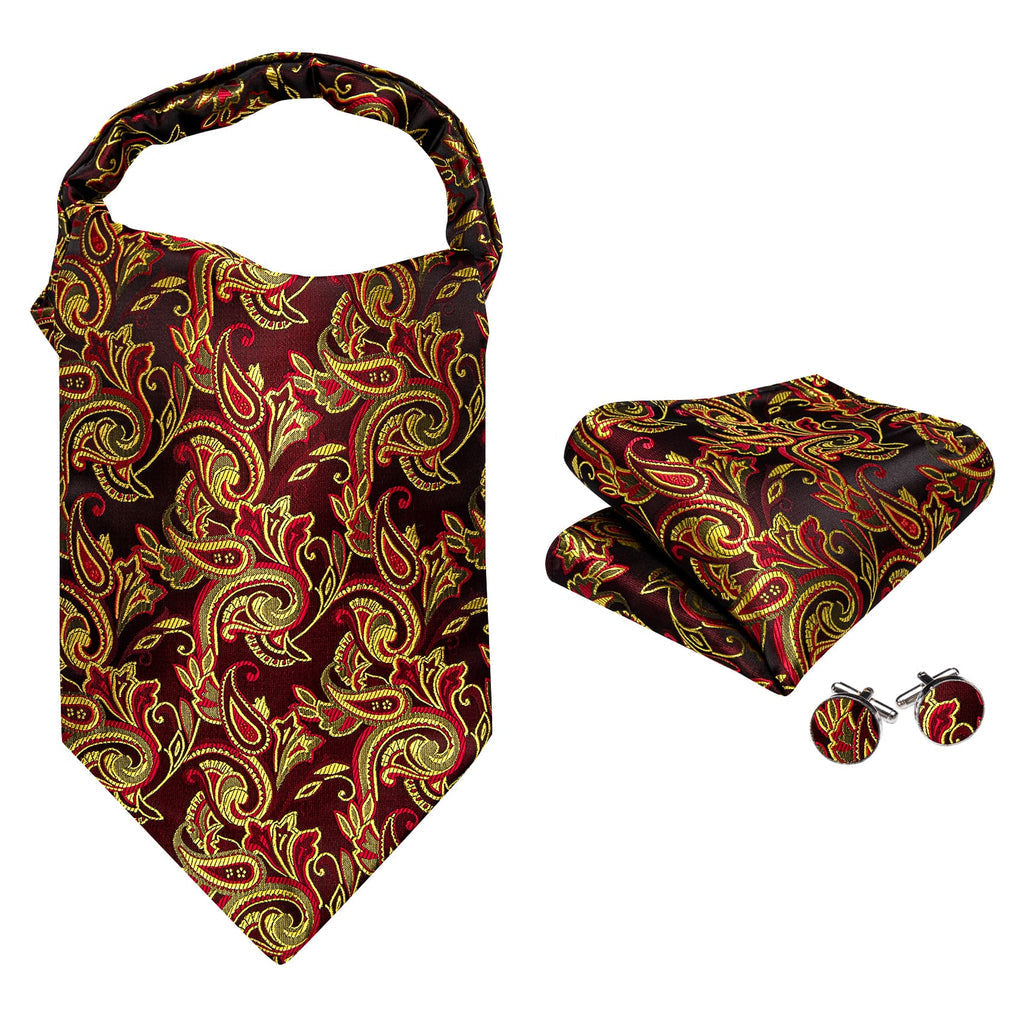 Red and Yellow Jacquard Ascot Set - GentCrest - View 5