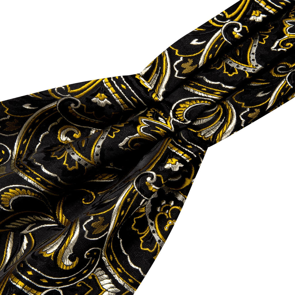 Black Beige Yellow Floral Ascot Set - GentCrest - View 5