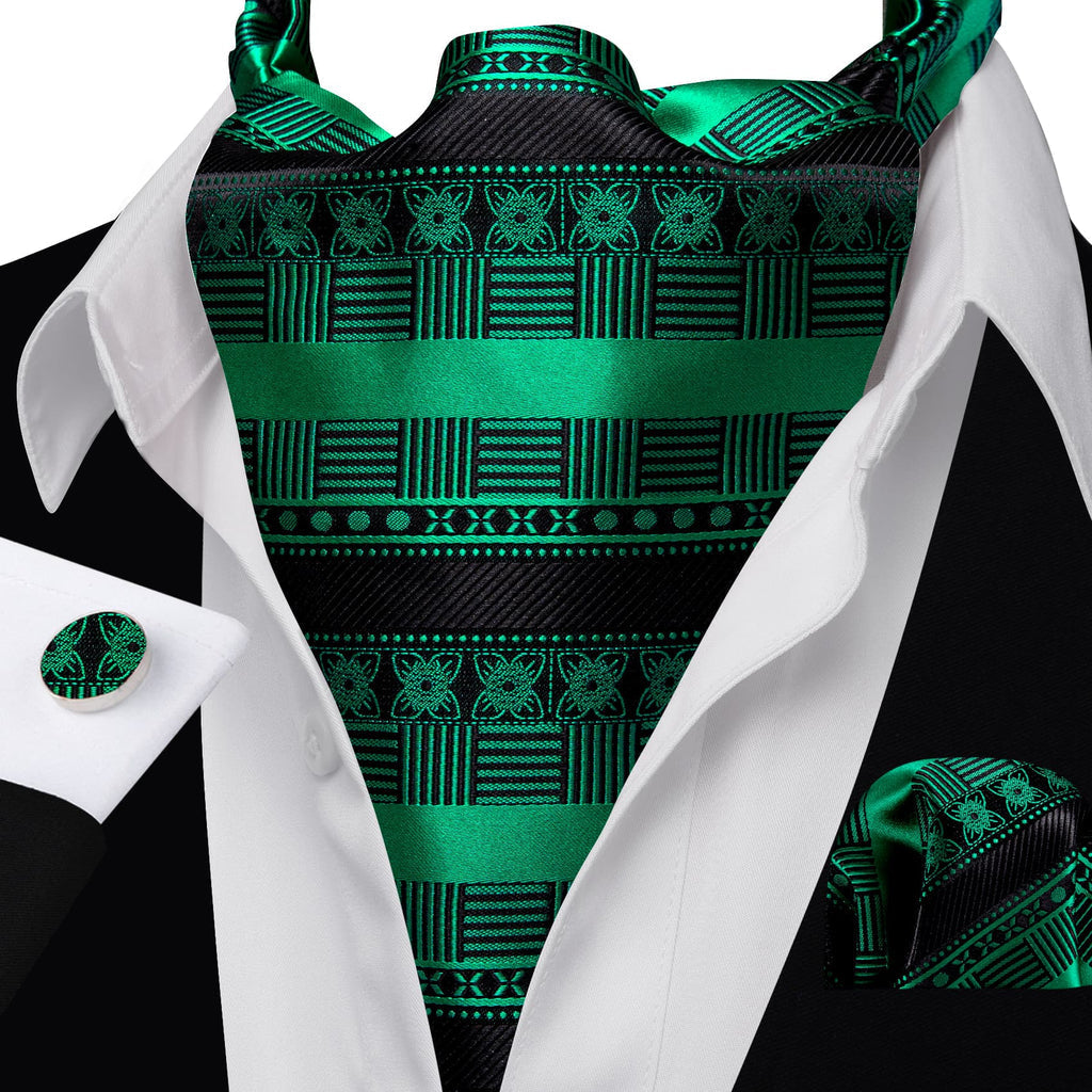 Black Emerald Green Ascot Set - GentCrest - View 2