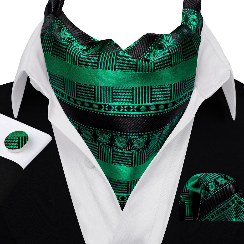 Black Emerald Green Ascot Set - GentCrest - View 3