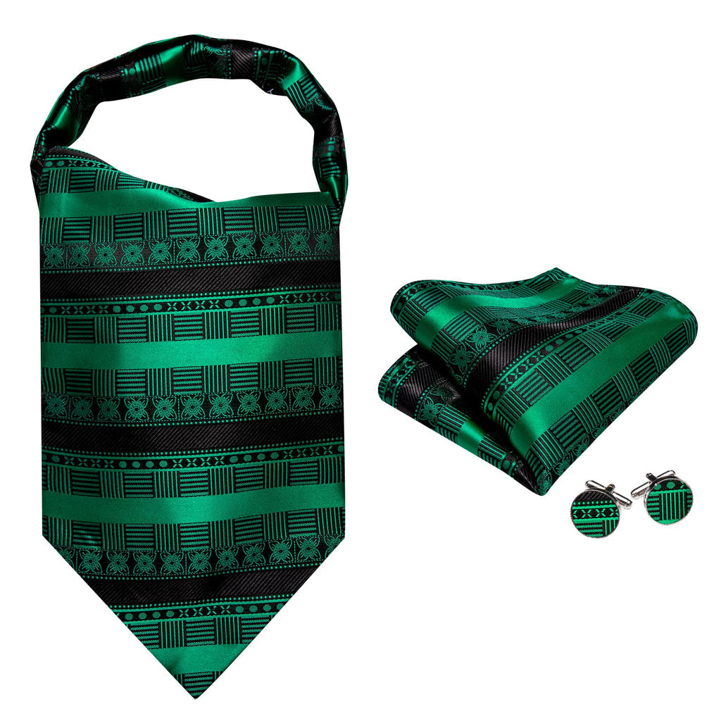 Black Emerald Green Ascot Set - GentCrest - View 4