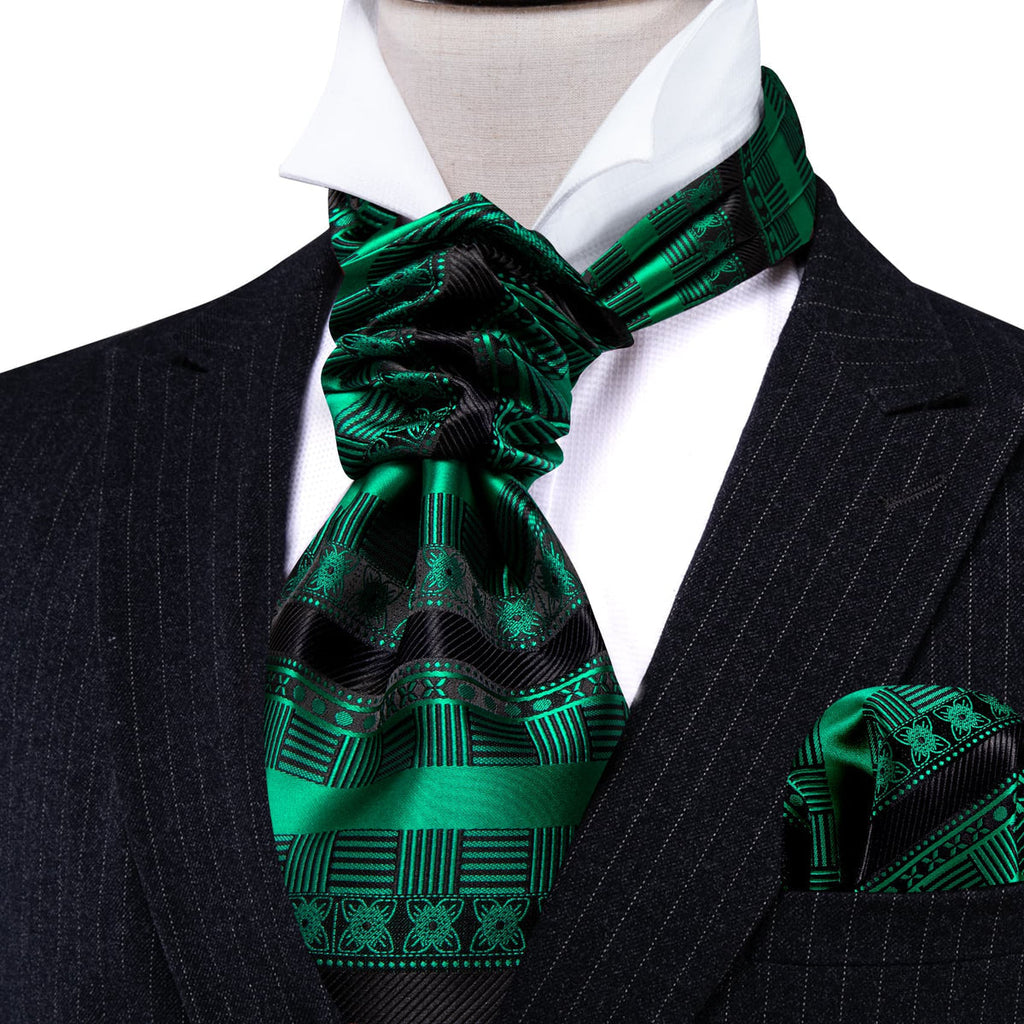 Black Emerald Green Ascot Set - GentCrest