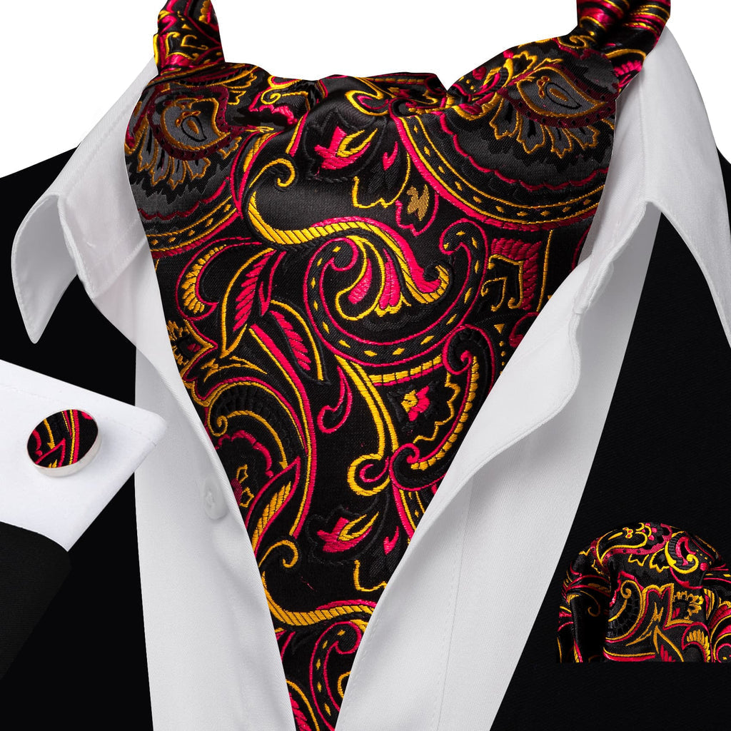 Black Pink Yellow Ascot Set - GentCrest - View 2