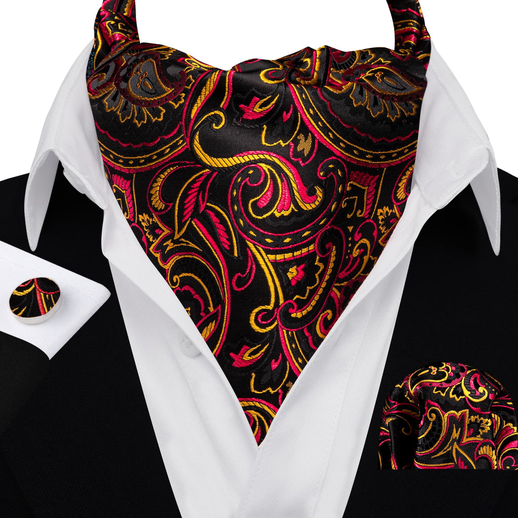 Black Pink Yellow Ascot Set - GentCrest - View 3