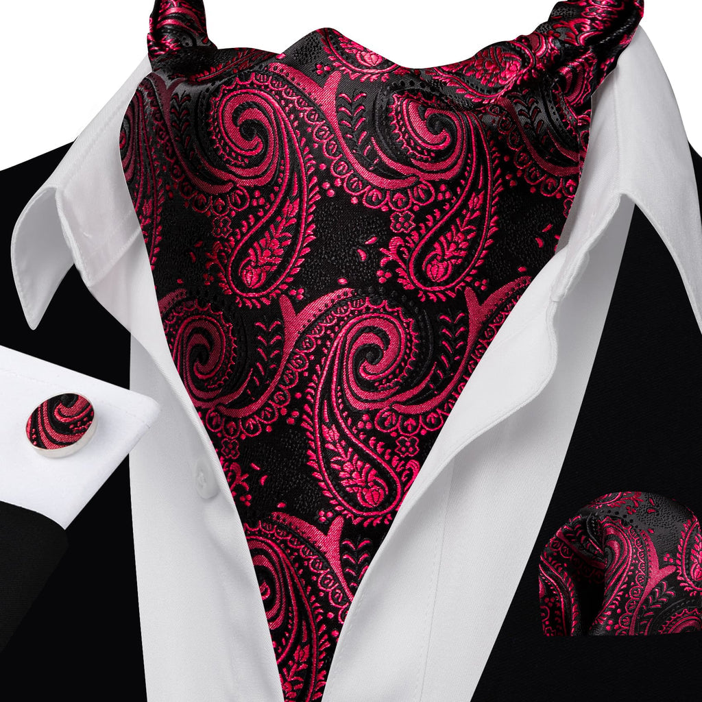 Red Black Blush Ascot Set - GentCrest - View 2