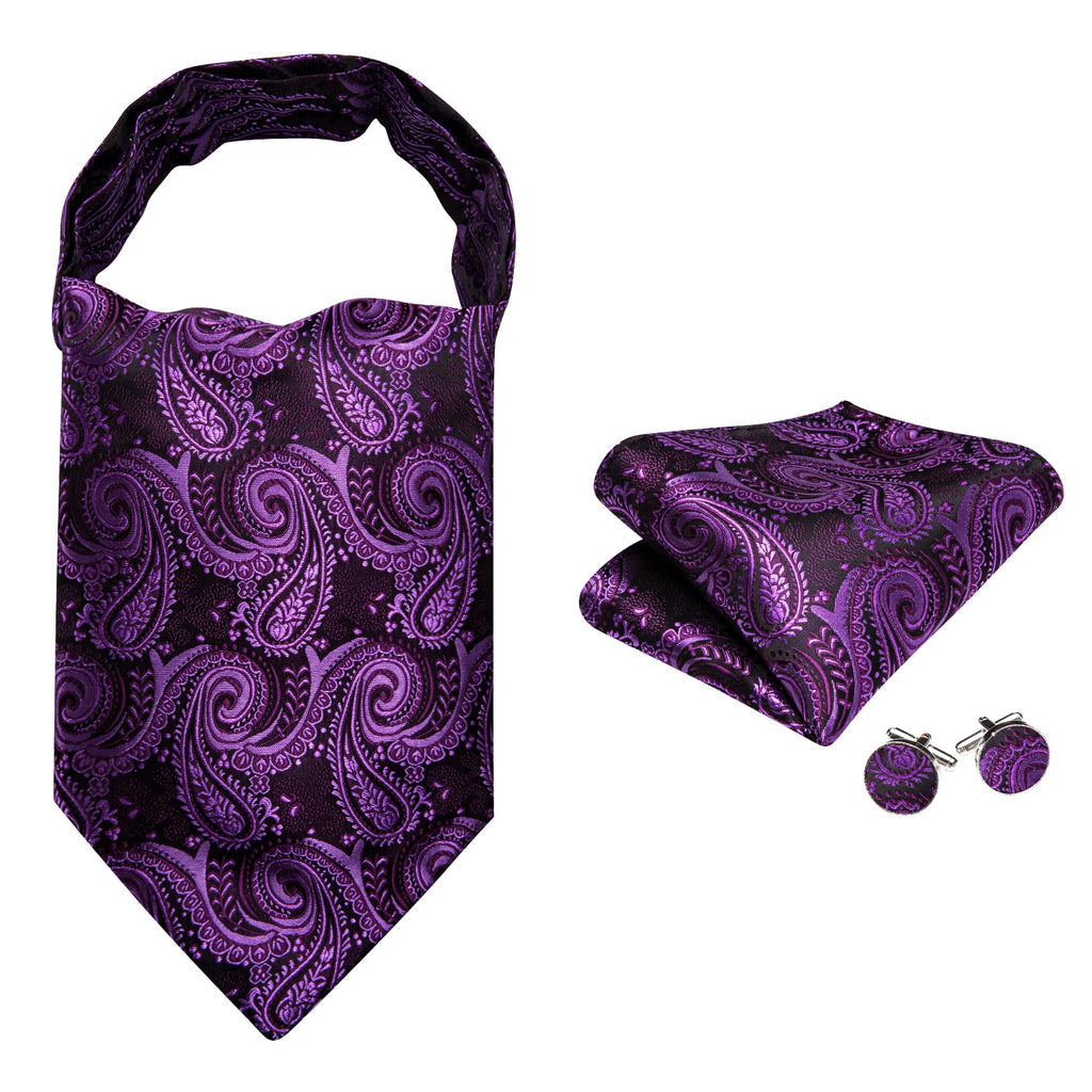 Dark Purple Paisley Ascot Set - GentCrest - View 4