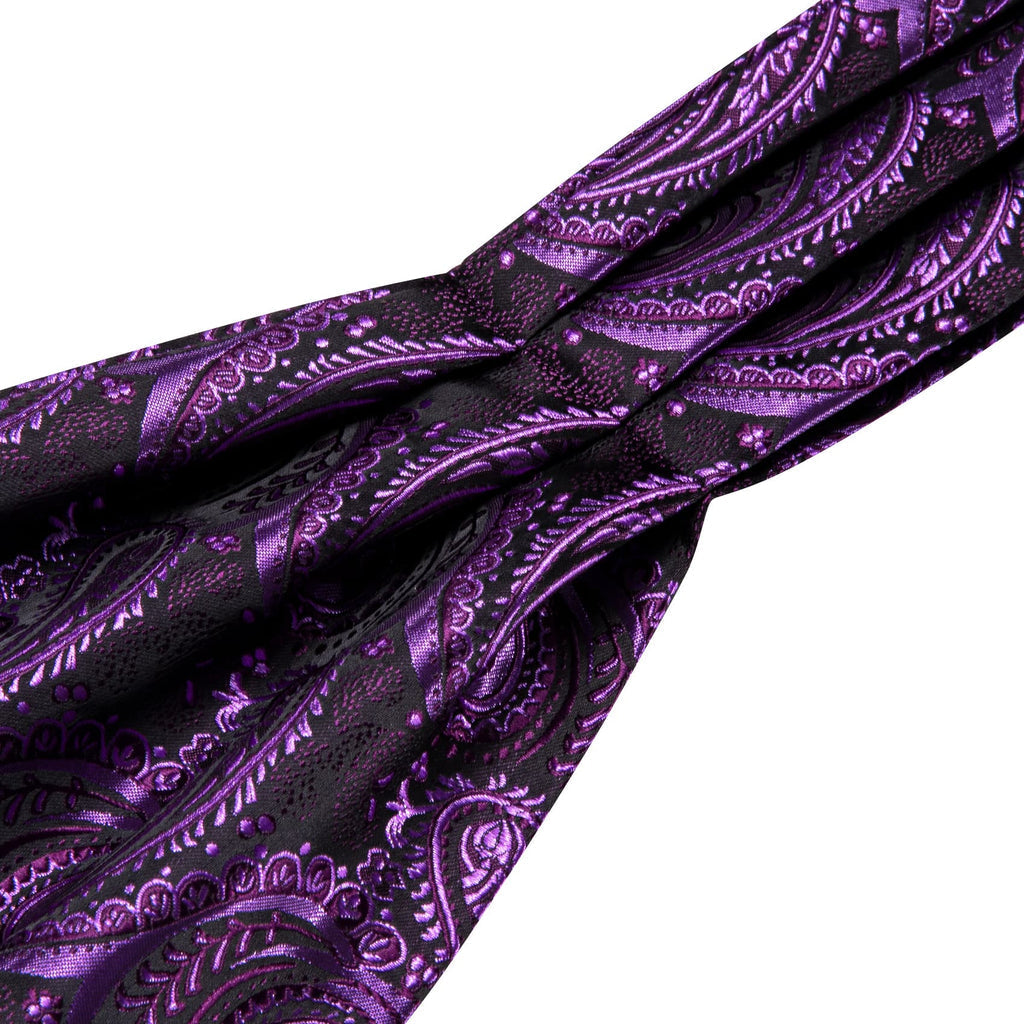 Dark Purple Paisley Ascot Set - GentCrest - View 5