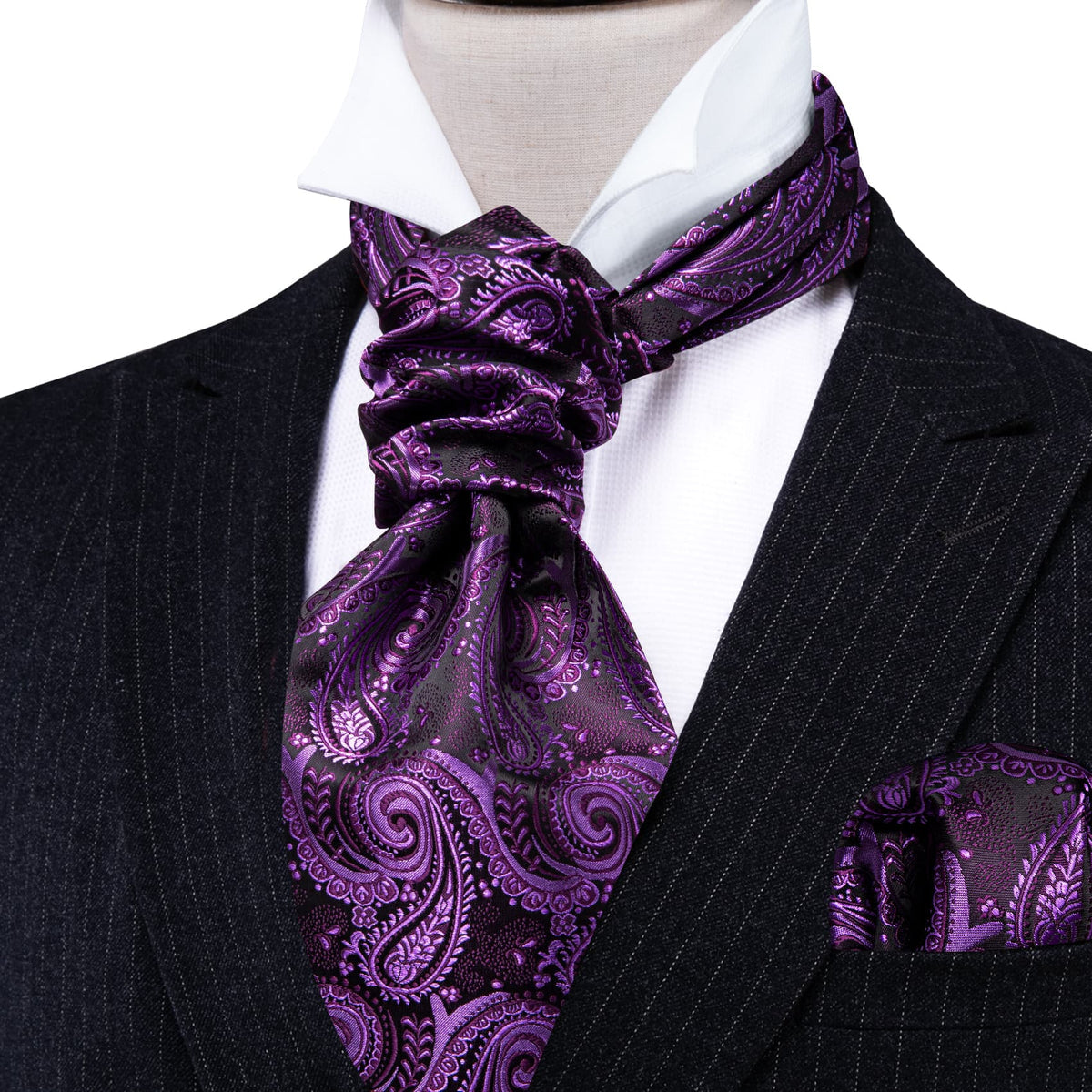 Dark Purple Paisley Ascot Set - GentCrest